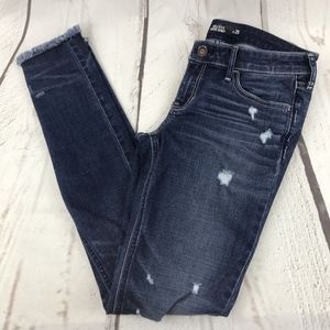 Hollister Super Skinny Raw Hem Distressed Jeans